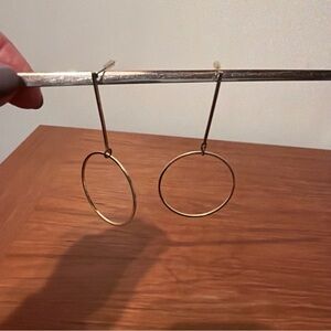 Dangle Drop Hoop Pierced Gold Tone Metal Costume Fashion Jewerly